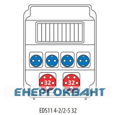 Будівельний щиток харчування ETI 004483301 з роз'ємами EDS11 4-2 / 2-5 32 (Роз'єм 32A / 5P-2 Schuko-4 АВ: C16 / 1-4 C32 / 3-2) Будівельний щиток харчування ETI 004483301 з роз'ємами EDS11 4-2 / 2-5 32 (Роз'єм 32A / 5P-2 Schuko-4 АВ: C16 / 1-4 C32 / 3-2)