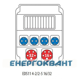 Будівельний щит харчування ETI 004483302 з роз'ємами EDS11 4-2 / 2-5 16/32 (Роз'єм 16A / 5P-1 32A / 5P-1 Schuko-4 АВ: C16 / 1-4 C16 / 3-1 C32 / 3-1 )
