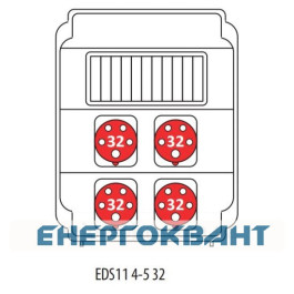 Будівельний щиток харчування ETI 004483304 з роз'ємами EDS11 4-5 32 32 (Роз'єм 32A / 5P-4 АВ: C32 / 3-3)