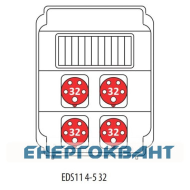 Будівельний щиток харчування ETI 004483304 з роз'ємами EDS11 4-5 32 32 (Роз'єм 32A / 5P-4 АВ: C32 / 3-3)
