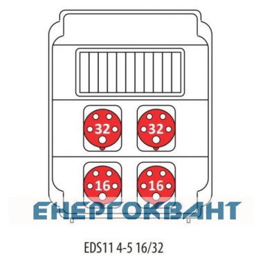 Будівельний щиток харчування ETI 004483305 з роз'ємами EDS11 4-5 16/32 16/32 (Роз'єм 16A / 5P-2 32A / 5P-2 АВ: C16 / 3-1 C32 / 3-2)