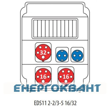 Будівельний щиток харчування ETI 004483306 з роз'ємами EDS11 2-2 / 3-5 16/32 (Роз'єм 16A / 5P-2 32A / 5P-1 Schuko-2 АВ: C16 / 1-2 C16 / 3-2 C32 / 3-1 )
