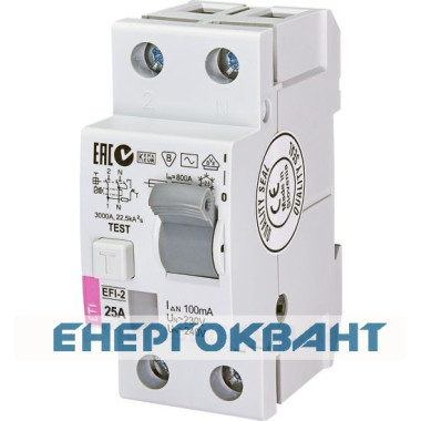 УЗО ETI 002063122 EFI-2 25 / 0.1 тип AC (10kA)