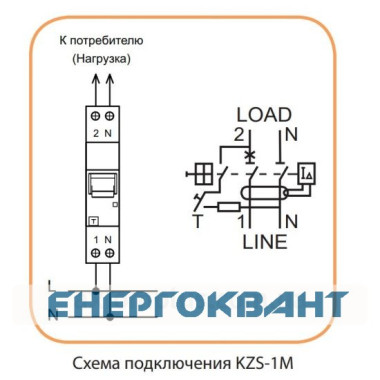 Диференціальний автомат ETI 002175222 KZS-1M C 10 / 0.03 тип A (6kA) з нижнім підключенням