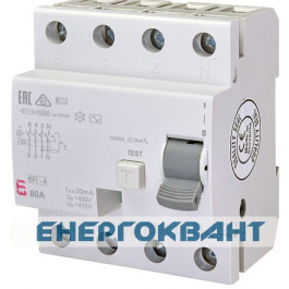 УЗО ETI 002062145 EFI-4 80 / 0.03 тип AC (10kA)