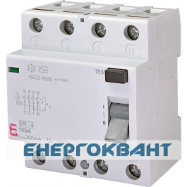 УЗО ETI 002062155 EFI-4 100 / 0.3 тип AC (10kA)