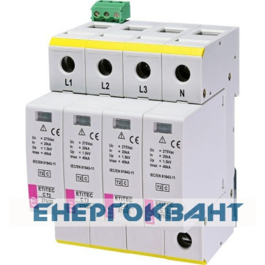 Обмежувач перенапруги ETI 002440396 ETITEC C T2 275/20 (4 + 0) 4p RC