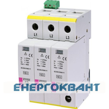 Обмежувач перенапруги ETI 002440400 ETITEC C T2 275/20 (3 + 0) 3p RC