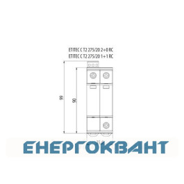 Обмежувач перенапруги ETI 002440410 ETITEC C T2 440/20 (2 + 0) 2p RC