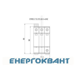 Обмежувач перенапруги ETI 002440411 ETITEC C T2 440/20 (3 + 0) 3p