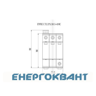 Обмежувач перенапруги ETI 002440412 ETITEC C T2 440/20 (3 + 0) 3p RC Обмежувач перенапруги ETI 002440412 ETITEC C T2 440/20 (3 + 0) 3p RC
