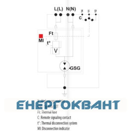 Обмежувач перенапруги ETI 002442948 ETITEC V 2T2 255/20 (1 + 1) RC
