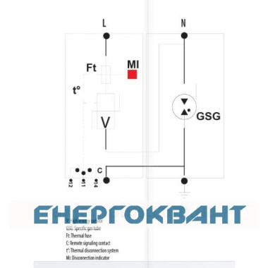 Обмежувач перенапруги ETI 002442953 ETITEC V T2 255/20 (2 + 0)