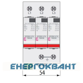 Обмежувач перенапруги ETI 002442988 ETITEC V T2 690/20 3 + 0 RC