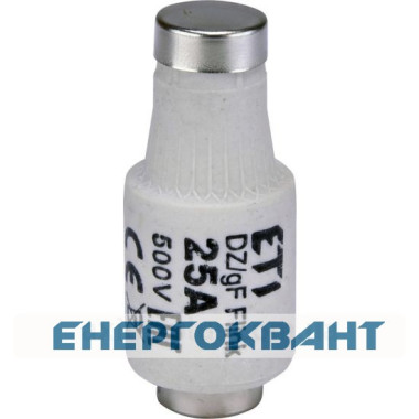 Запобіжник ETI 002312107 D II DZ 25A / 500V (E27)