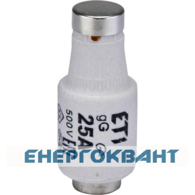 Запобіжник ETI 002312407 D II gG 25A / 500V (E27)