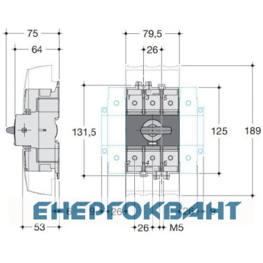 Модульний вимикач навантаження Hager HAD310 до 70мм² 3P 100А Модульний вимикач навантаження Hager HAD310 до 70мм² 3P 100А
