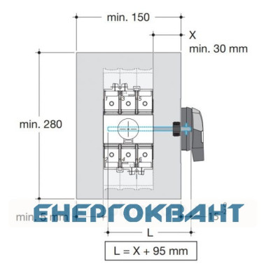 Модульний вимикач навантаження Hager HAD310 до 70мм² 3P 100А Модульний вимикач навантаження Hager HAD310 до 70мм² 3P 100А