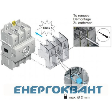 Модульний вимикач навантаження Hager HAD310 до 70мм² 3P 100А Модульний вимикач навантаження Hager HAD310 до 70мм² 3P 100А