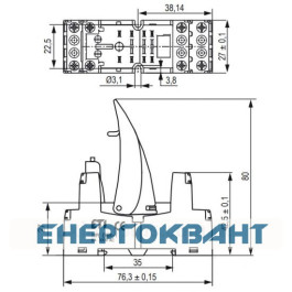 Цоколь ETI 002473012 ERB2-T тип Т (для ERM2)