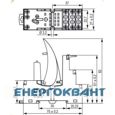 Цоколь ETI 002473013 ERB2-M тип M (для ERM2)