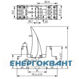 Цоколь ETI 002473014 ERB4-T тип Т (для ERM4)