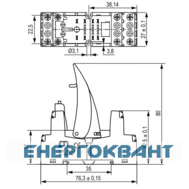 Цоколь ETI 002473014 ERB4-T тип Т (для ERM4)