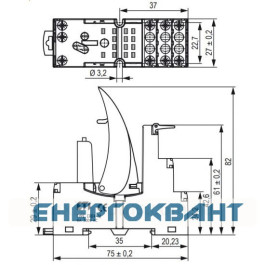 Цоколь ETI 002473015 ERB4-M тип M (для ERM4)