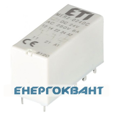 Мініатюрне електромеханічне реле ETI 002473032 MER2-024 DC 2p