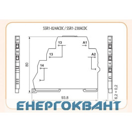 Тиристорне частиною інтерфейсу реле ETI 002473050 SSR1-024 ACDC 1NO 1.2A AC1 400V AC)