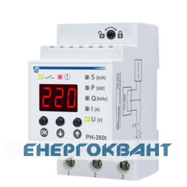 Реле контролю напруги Новатек-Електро РН-260Т з термозахистом 220В 63А