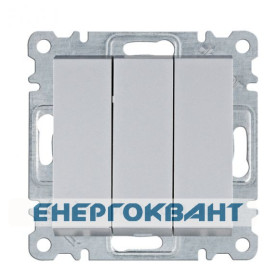 Трьохклавішний вимикач Hager WL0072 Lumina 10АХ / 230В (сріблястий)