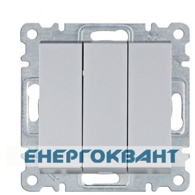 Трьохклавішний вимикач Hager WL0072 Lumina 10АХ / 230В (сріблястий)
