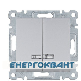 Двоклавішний вимикач Hager WL0242 Lumina 10АХ / 230В з підсвіткою (сріблястий)