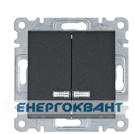 Двоклавішний вимикач Hager WL0243 Lumina 10АХ / 230В з підсвіткою (чорний)