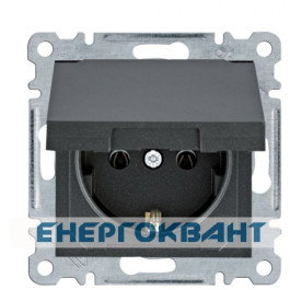 Розетка Hager WL1153 Lumina 16А / 230В з з / к з кришкою (чорна)