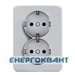 Подвійна розетка Hager WL1252 Lumina 16А / 230В з з / к (срібляста)