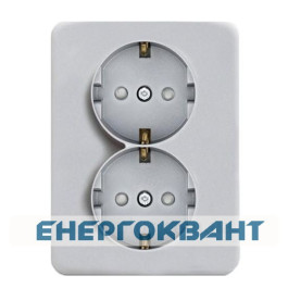 Подвійна розетка Hager WL1262 Lumina 16А / 230В з з / к з захистом контактів (срібляста)