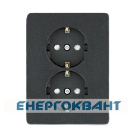 Подвійна розетка Hager WL1263 Lumina 16А / 230В з з / к з захистом контактів (чорна)