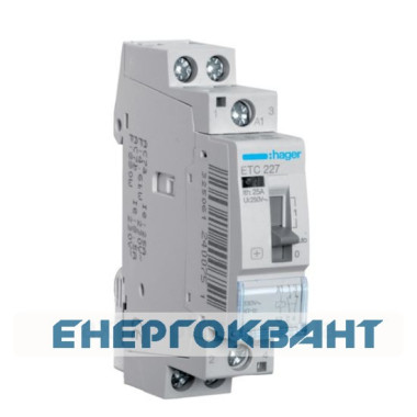 Контактор Hager ETC227 день / ніч 25A 1НВ + 1НЗ 230 з ручним керуванням