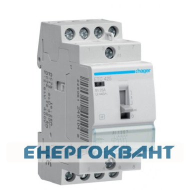 Контактор Hager ETC425 день / ніч 25A 4НВ 230 з ручним керуванням