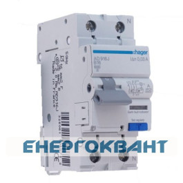 Діф.автомат Hager AD916J 16A 1 + N,