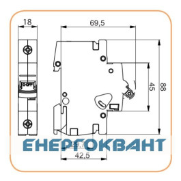 Автоматичний вимикач ETI 250В DC 10А 10кА C