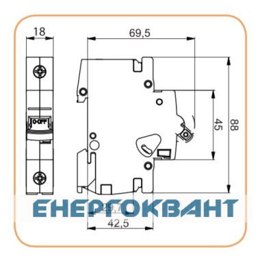 Автоматичний вимикач ETI 250В DC 10А 10кА C