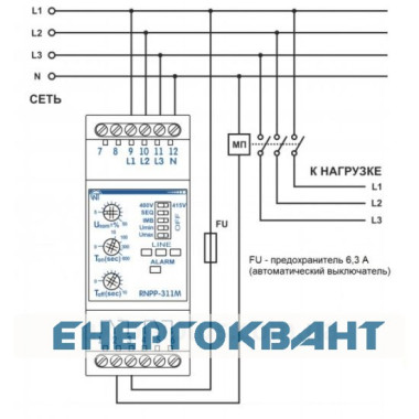 Реле контролю фаз Новатек-Електро РНПП-311М (Н) (аналог РНПП-311)