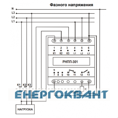 Реле контролю фаз РНПП-301, Новатек-Електро