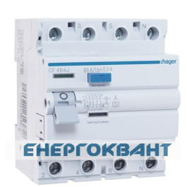 УЗО Hager CF464J, 4х63 А 300 мА, АС, 4м