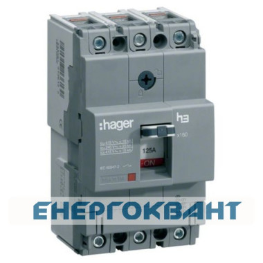 Електричний автомат Hager x160, In = 100А, 3п, 40kA