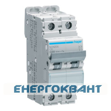 Електроавтомат NCN206 (2р, С, 6А) Hager