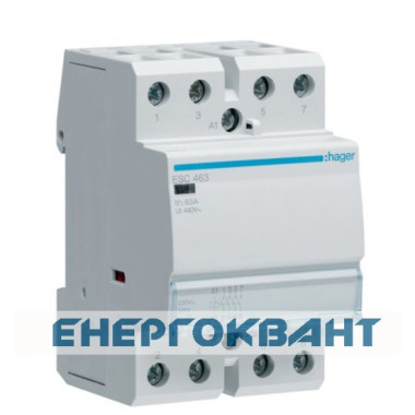 Контактор 63A ESC463 (4НО, 230В) 3м Hager